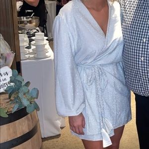 White Sparkly Wrap Dress